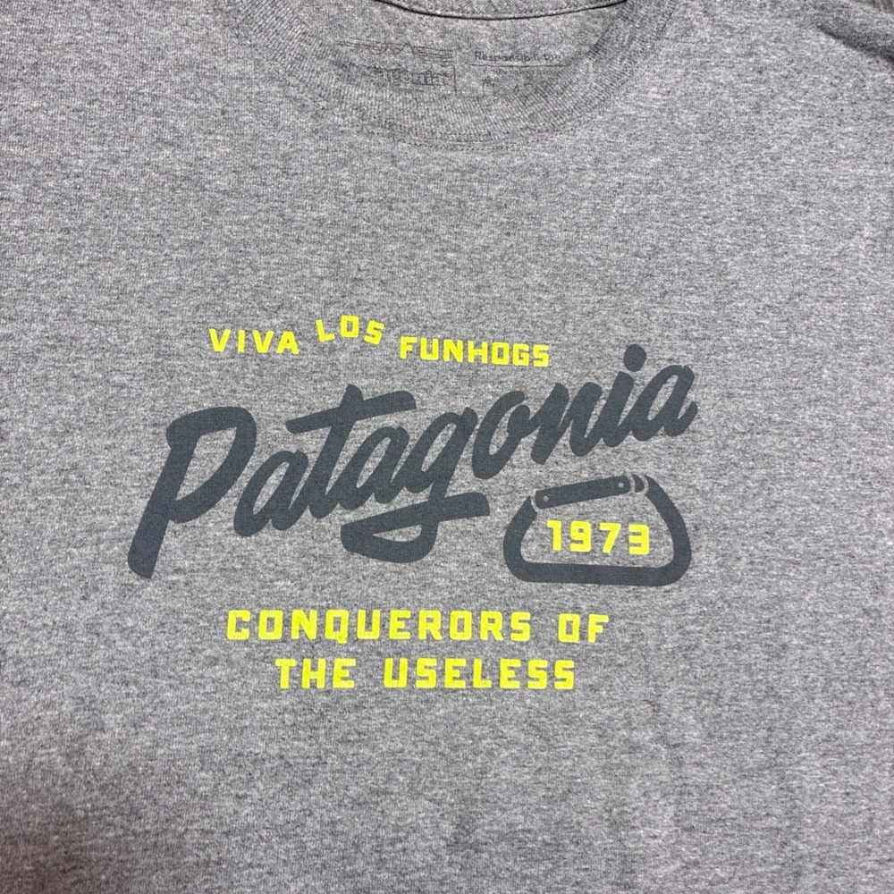 Patagonia T-Shirt Mens Medium Gray Casual Graphic Short Sleeve Hiking Climbing - Picture 3 of 10